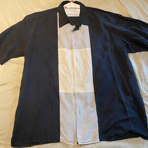 Men's Navy and White Dress Shirt